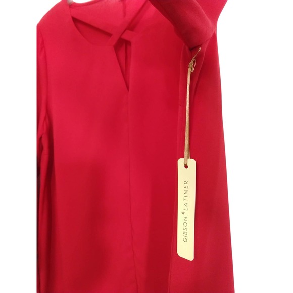 Gibson Latimer Red Bell Sleeves Crisscross Blouse - Picture 7 of 9